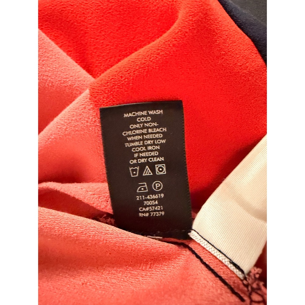 Ann Taylor Tank Top Women Large Navy Coral Orange Colorblock Racerback Blouse - Picture 8 of 8